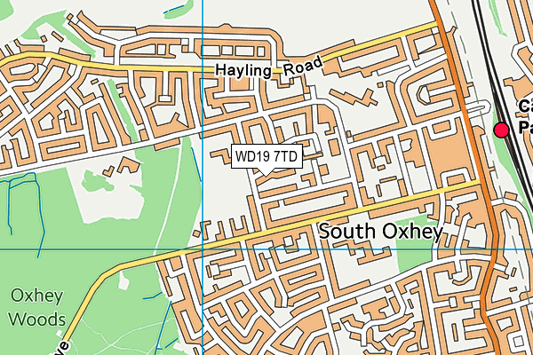 WD19 7TD map - OS VectorMap District (Ordnance Survey)