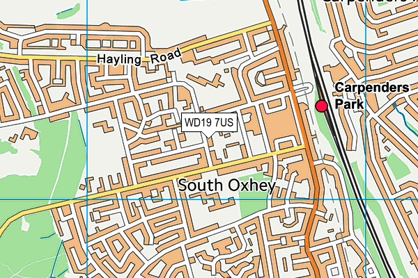 WD19 7US map - OS VectorMap District (Ordnance Survey)