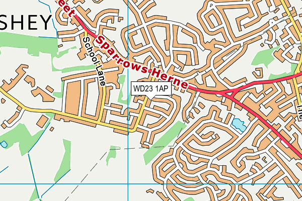 WD23 1AP map - OS VectorMap District (Ordnance Survey)