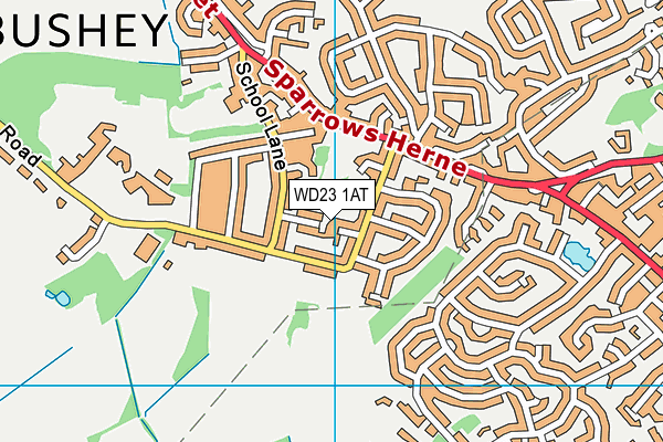 WD23 1AT map - OS VectorMap District (Ordnance Survey)