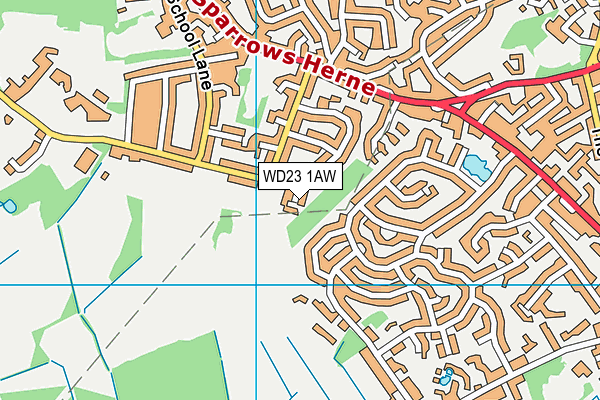 WD23 1AW map - OS VectorMap District (Ordnance Survey)