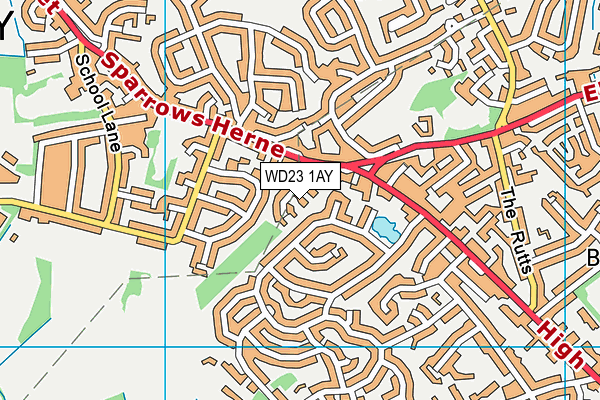 WD23 1AY map - OS VectorMap District (Ordnance Survey)