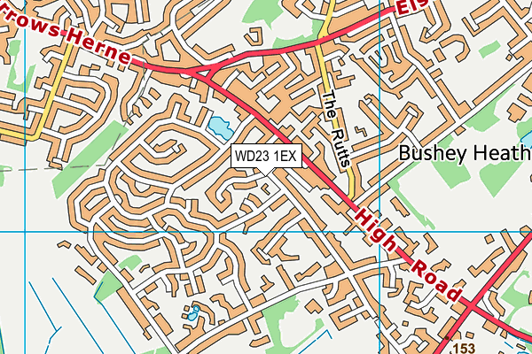 WD23 1EX map - OS VectorMap District (Ordnance Survey)