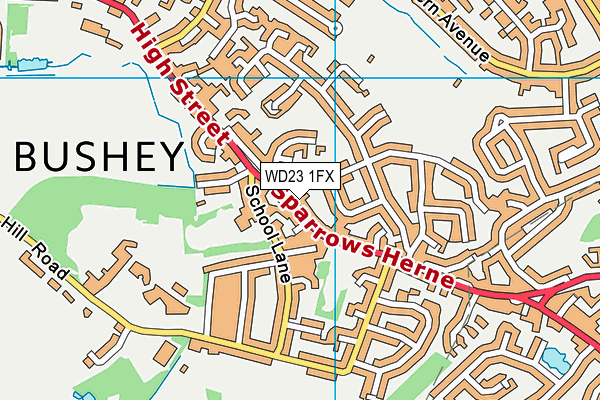 WD23 1FX map - OS VectorMap District (Ordnance Survey)