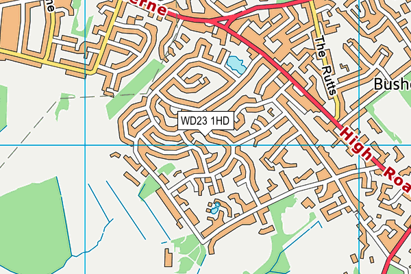 WD23 1HD map - OS VectorMap District (Ordnance Survey)
