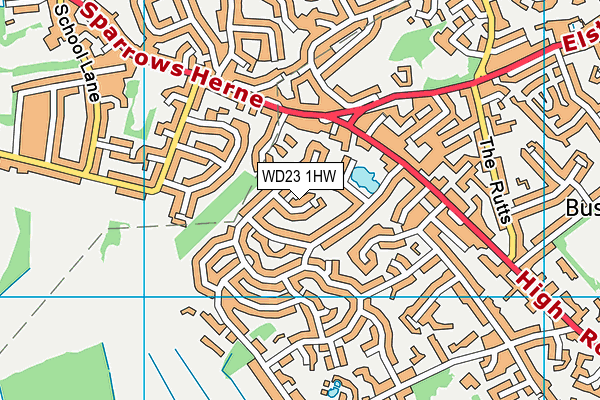 WD23 1HW map - OS VectorMap District (Ordnance Survey)