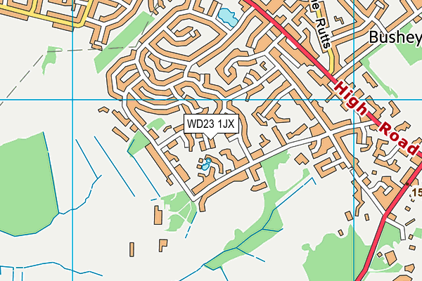 WD23 1JX map - OS VectorMap District (Ordnance Survey)