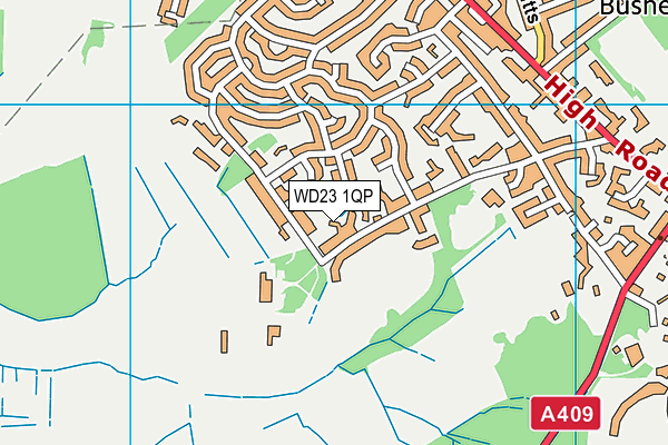 WD23 1QP map - OS VectorMap District (Ordnance Survey)