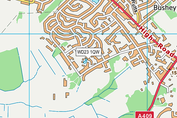 WD23 1QW map - OS VectorMap District (Ordnance Survey)