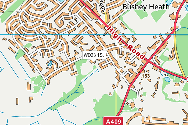 Hartsbourne Primary School map (WD23 1SJ) - OS VectorMap District (Ordnance Survey)