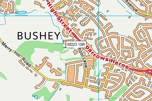 Ashfield Junior School map (WD23 1SR) - OS VectorMap District (Ordnance Survey)