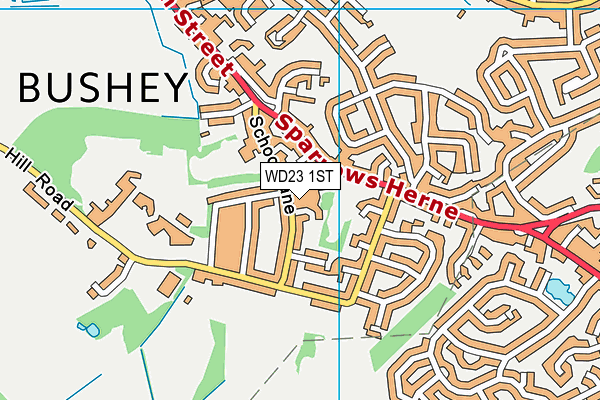 Merry Hill Infant School and Nursery map (WD23 1ST) - OS VectorMap District (Ordnance Survey)