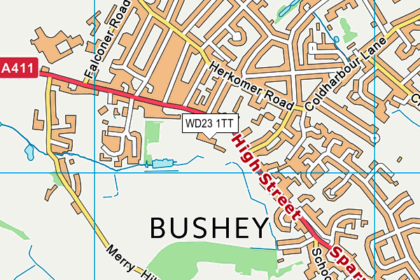 Bushey Country Club (Closed) map (WD23 1TT) - OS VectorMap District (Ordnance Survey)