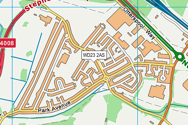 WD23 2AS map - OS VectorMap District (Ordnance Survey)