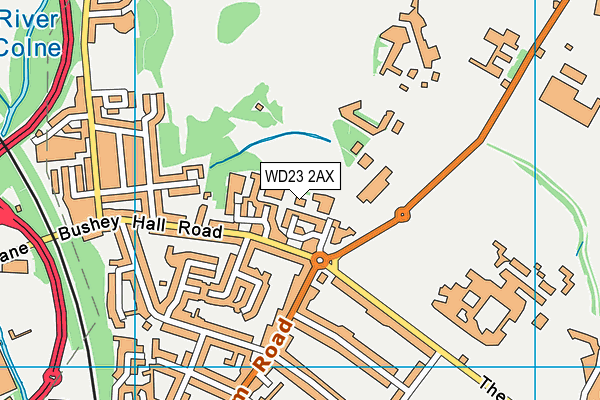 WD23 2AX map - OS VectorMap District (Ordnance Survey)