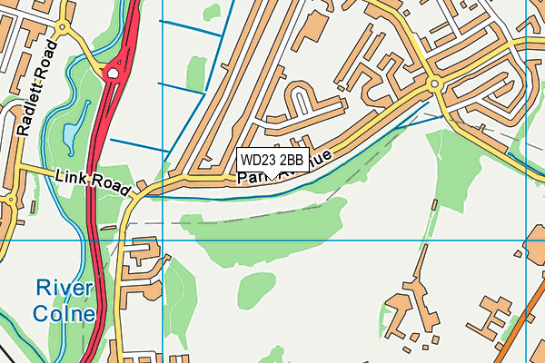 WD23 2BB map - OS VectorMap District (Ordnance Survey)