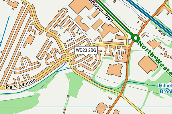 WD23 2BG map - OS VectorMap District (Ordnance Survey)