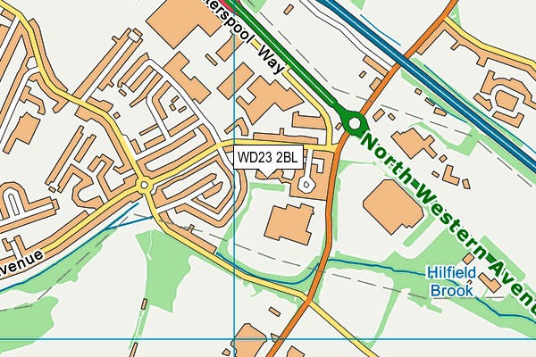 WD23 2BL map - OS VectorMap District (Ordnance Survey)