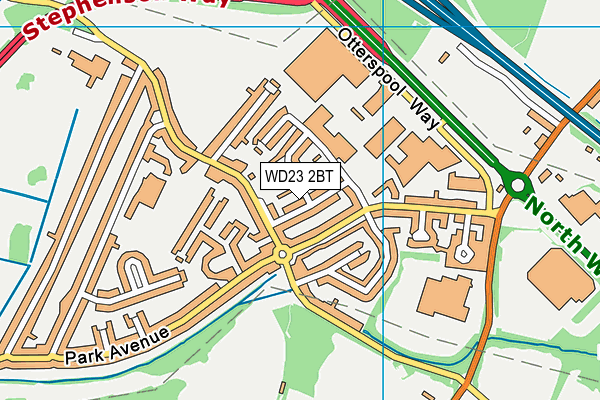 WD23 2BT map - OS VectorMap District (Ordnance Survey)