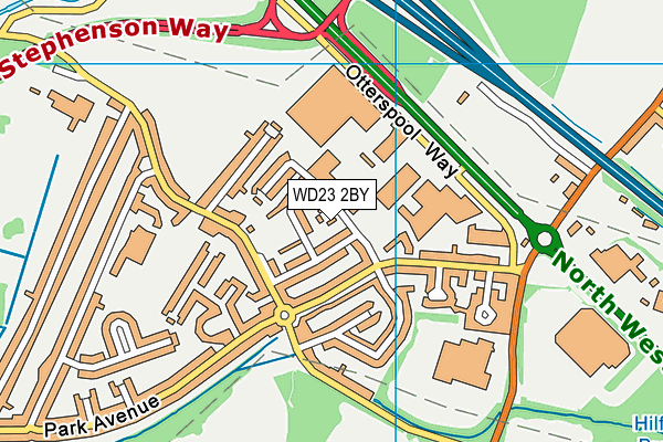 WD23 2BY map - OS VectorMap District (Ordnance Survey)