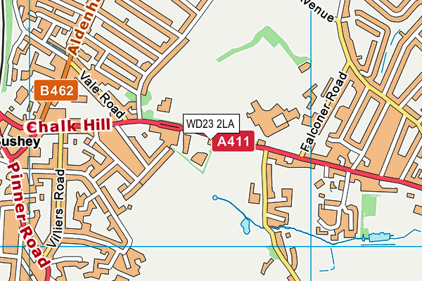 WD23 2LA map - OS VectorMap District (Ordnance Survey)