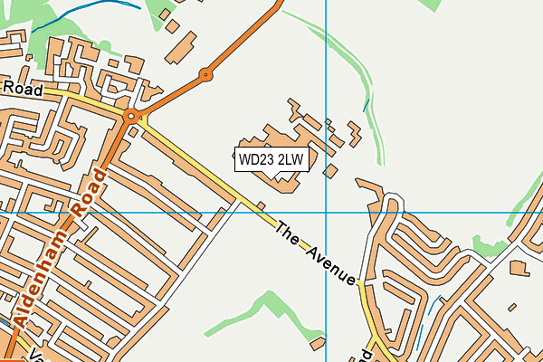 WD23 2LW map - OS VectorMap District (Ordnance Survey)