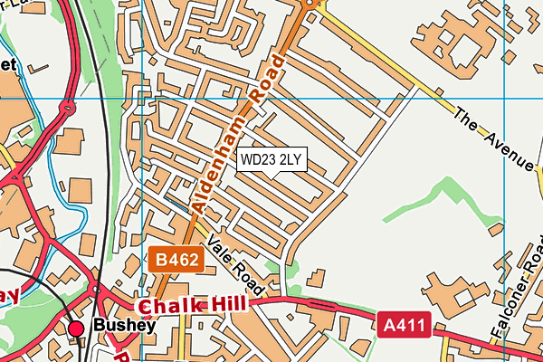 WD23 2LY map - OS VectorMap District (Ordnance Survey)