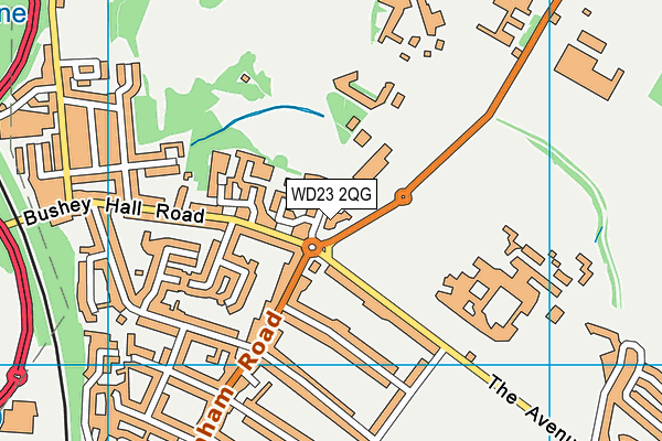 Longwood School map (WD23 2QG) - OS VectorMap District (Ordnance Survey)