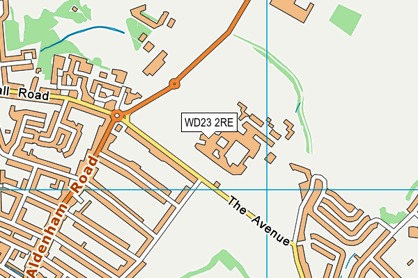 WD23 2RE map - OS VectorMap District (Ordnance Survey)