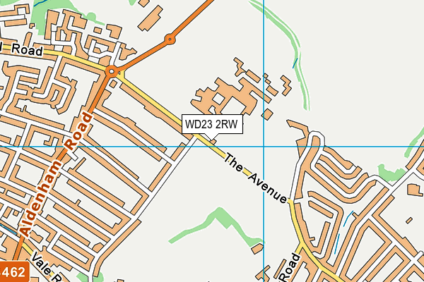 WD23 2RW map - OS VectorMap District (Ordnance Survey)