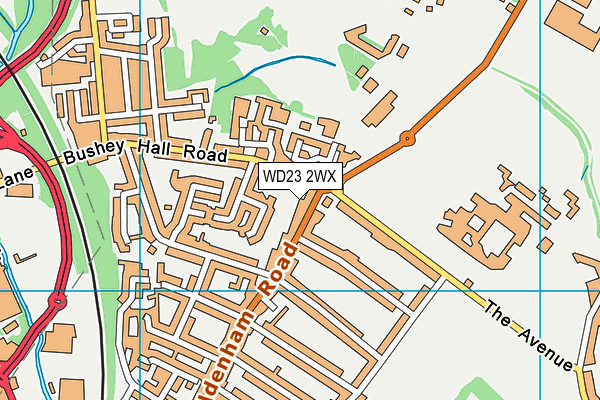 WD23 2WX map - OS VectorMap District (Ordnance Survey)