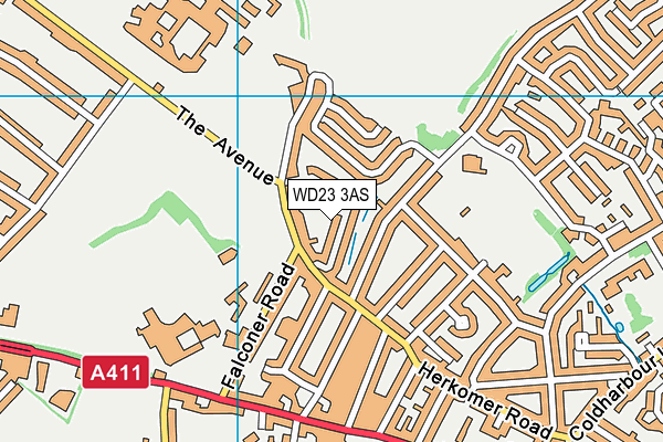 WD23 3AS map - OS VectorMap District (Ordnance Survey)