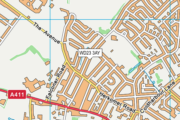WD23 3AY map - OS VectorMap District (Ordnance Survey)