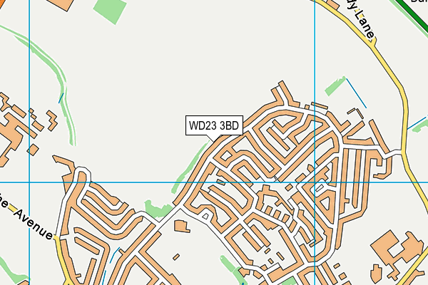 WD23 3BD map - OS VectorMap District (Ordnance Survey)