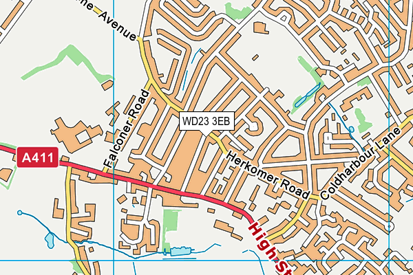 WD23 3EB map - OS VectorMap District (Ordnance Survey)
