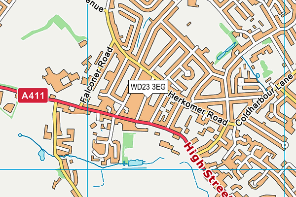 WD23 3EG map - OS VectorMap District (Ordnance Survey)