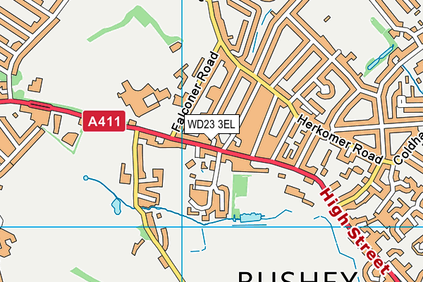 WD23 3EL map - OS VectorMap District (Ordnance Survey)