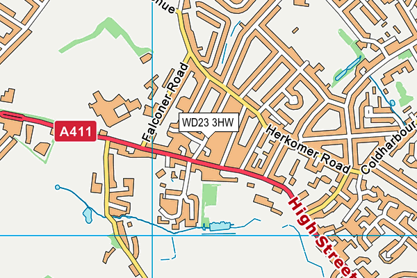 WD23 3HW map - OS VectorMap District (Ordnance Survey)