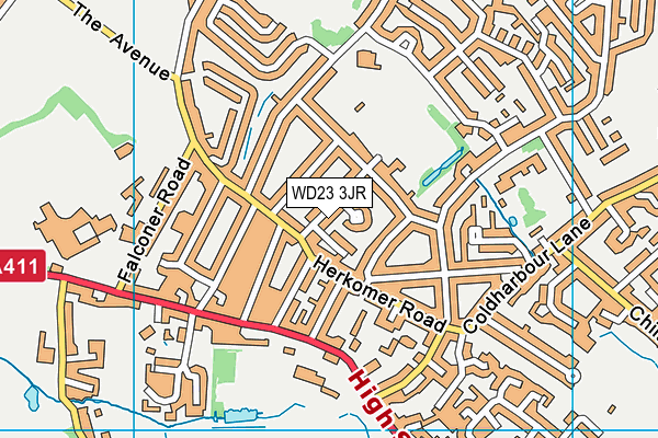 WD23 3JR map - OS VectorMap District (Ordnance Survey)