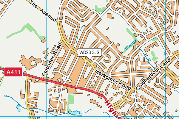 WD23 3JS map - OS VectorMap District (Ordnance Survey)