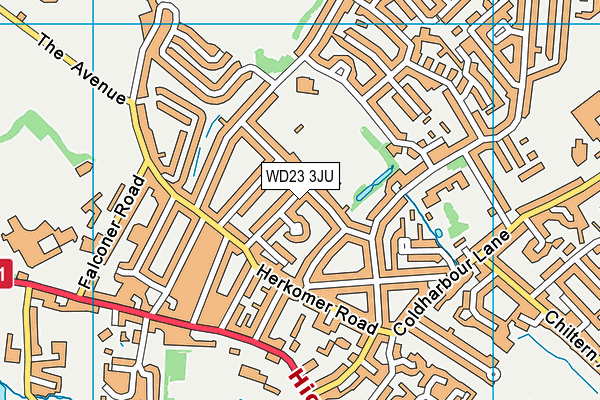 WD23 3JU map - OS VectorMap District (Ordnance Survey)