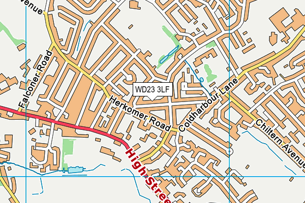 WD23 3LF map - OS VectorMap District (Ordnance Survey)