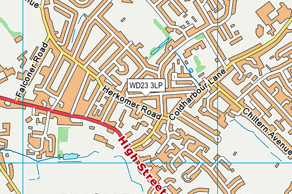 WD23 3LP map - OS VectorMap District (Ordnance Survey)