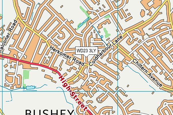 WD23 3LY map - OS VectorMap District (Ordnance Survey)