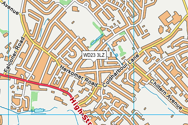 WD23 3LZ map - OS VectorMap District (Ordnance Survey)