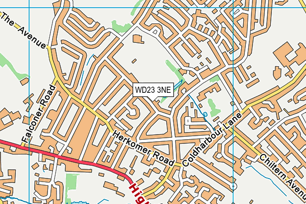 WD23 3NE map - OS VectorMap District (Ordnance Survey)