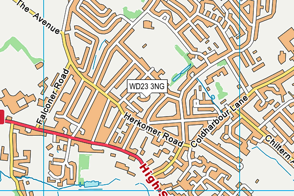 WD23 3NG map - OS VectorMap District (Ordnance Survey)