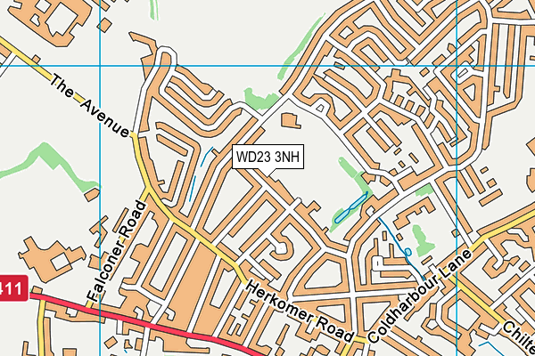 WD23 3NH map - OS VectorMap District (Ordnance Survey)