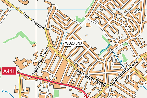WD23 3NJ map - OS VectorMap District (Ordnance Survey)
