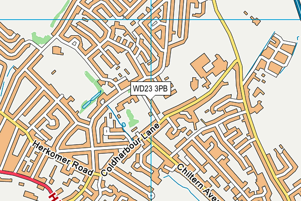 WD23 3PB map - OS VectorMap District (Ordnance Survey)
